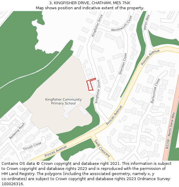 3, KINGFISHER DRIVE, CHATHAM, ME5 7NX: Location map and indicative extent of plot