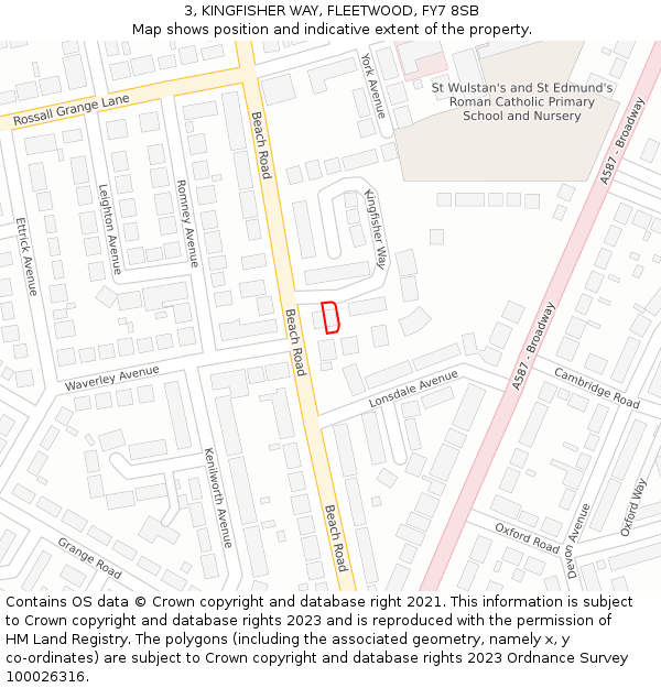 3, KINGFISHER WAY, FLEETWOOD, FY7 8SB: Location map and indicative extent of plot