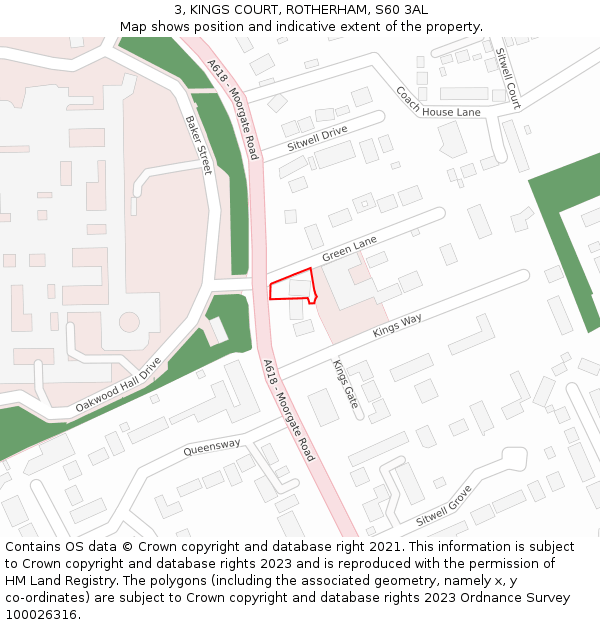 3, KINGS COURT, ROTHERHAM, S60 3AL: Location map and indicative extent of plot