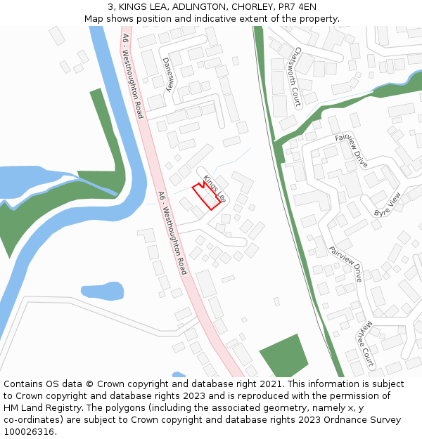 3, KINGS LEA, ADLINGTON, CHORLEY, PR7 4EN: Location map and indicative extent of plot