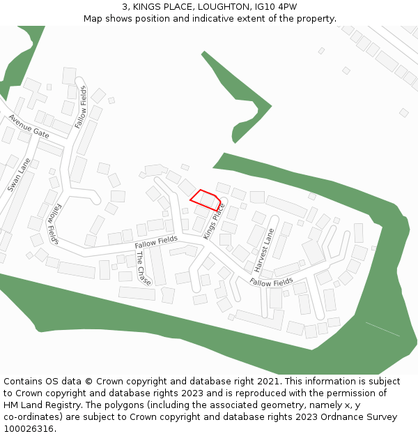 3, KINGS PLACE, LOUGHTON, IG10 4PW: Location map and indicative extent of plot