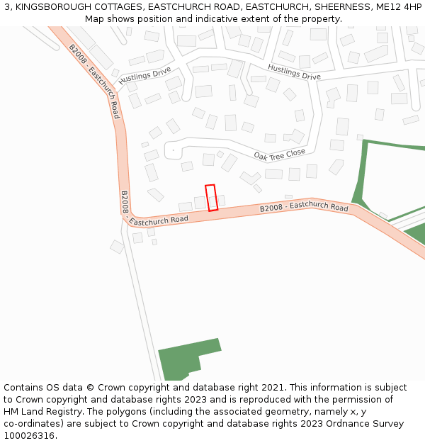 3, KINGSBOROUGH COTTAGES, EASTCHURCH ROAD, EASTCHURCH, SHEERNESS, ME12 4HP: Location map and indicative extent of plot