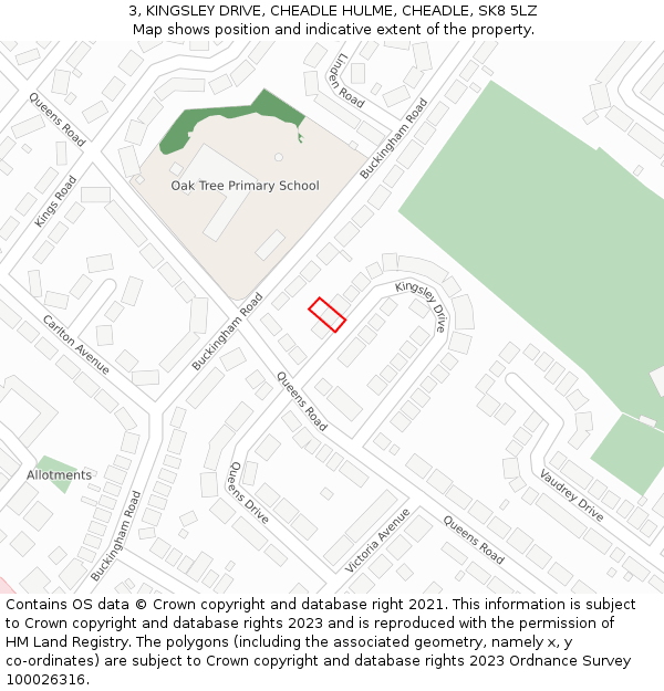 3, KINGSLEY DRIVE, CHEADLE HULME, CHEADLE, SK8 5LZ: Location map and indicative extent of plot