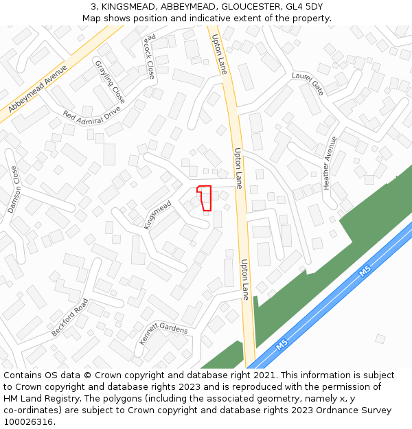 3, KINGSMEAD, ABBEYMEAD, GLOUCESTER, GL4 5DY: Location map and indicative extent of plot