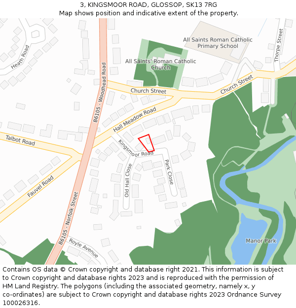 3, KINGSMOOR ROAD, GLOSSOP, SK13 7RG: Location map and indicative extent of plot