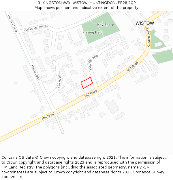 3, KINGSTON WAY, WISTOW, HUNTINGDON, PE28 2QP: Location map and indicative extent of plot