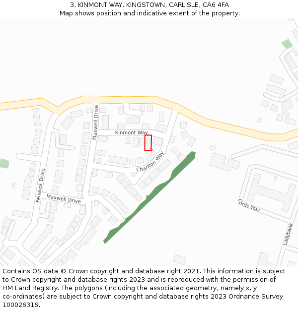 3, KINMONT WAY, KINGSTOWN, CARLISLE, CA6 4FA: Location map and indicative extent of plot
