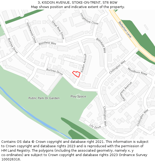 3, KISDON AVENUE, STOKE-ON-TRENT, ST6 8GW: Location map and indicative extent of plot