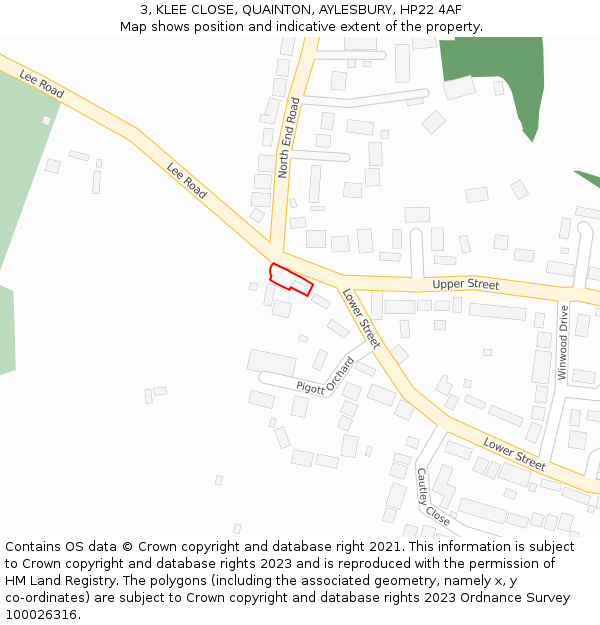 3, KLEE CLOSE, QUAINTON, AYLESBURY, HP22 4AF: Location map and indicative extent of plot