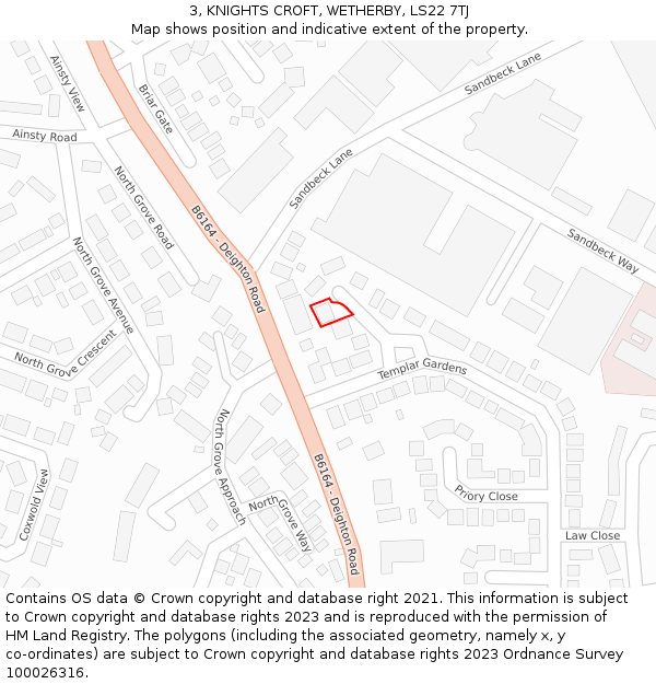 3, KNIGHTS CROFT, WETHERBY, LS22 7TJ: Location map and indicative extent of plot