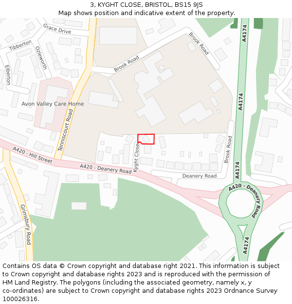 3, KYGHT CLOSE, BRISTOL, BS15 9JS: Location map and indicative extent of plot