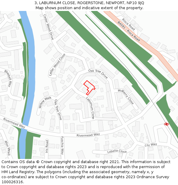 3, LABURNUM CLOSE, ROGERSTONE, NEWPORT, NP10 9JQ: Location map and indicative extent of plot