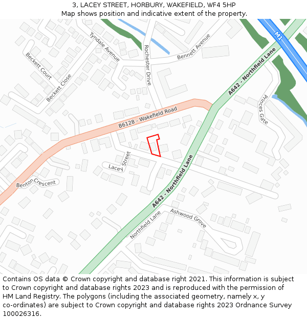 3, LACEY STREET, HORBURY, WAKEFIELD, WF4 5HP: Location map and indicative extent of plot