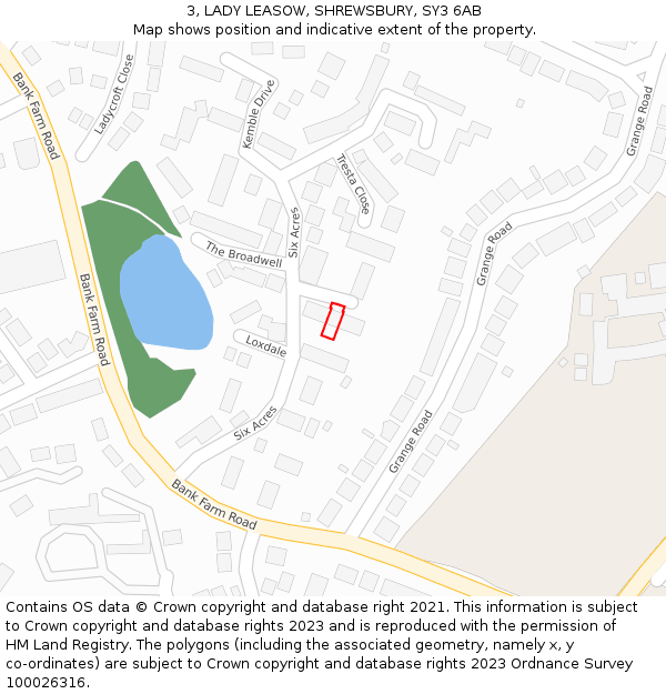 3, LADY LEASOW, SHREWSBURY, SY3 6AB: Location map and indicative extent of plot