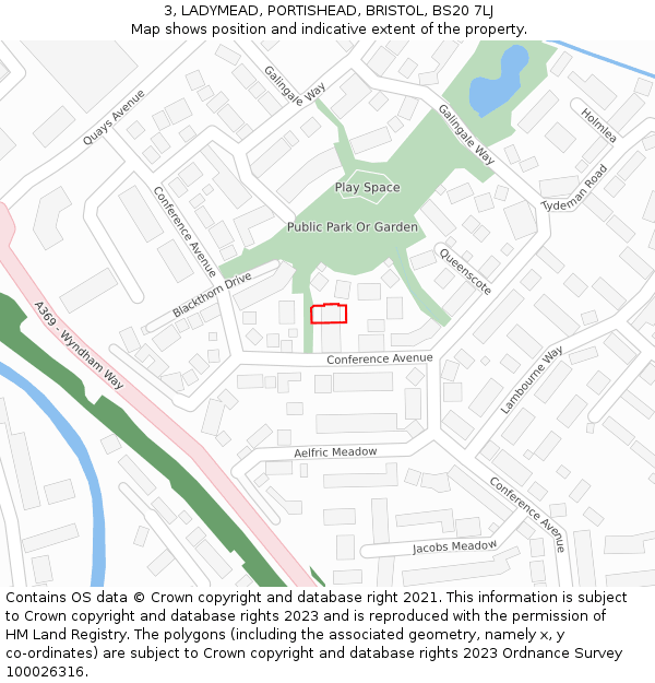 3, LADYMEAD, PORTISHEAD, BRISTOL, BS20 7LJ: Location map and indicative extent of plot