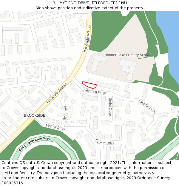 3, LAKE END DRIVE, TELFORD, TF3 1NU: Location map and indicative extent of plot