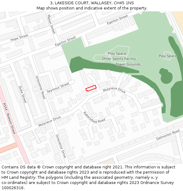 3, LAKESIDE COURT, WALLASEY, CH45 1NS: Location map and indicative extent of plot