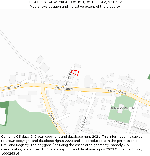 3, LAKESIDE VIEW, GREASBROUGH, ROTHERHAM, S61 4EZ: Location map and indicative extent of plot