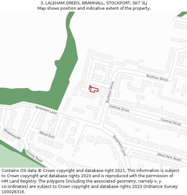 3, LALEHAM GREEN, BRAMHALL, STOCKPORT, SK7 3LJ: Location map and indicative extent of plot