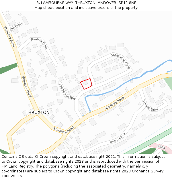 3, LAMBOURNE WAY, THRUXTON, ANDOVER, SP11 8NE: Location map and indicative extent of plot