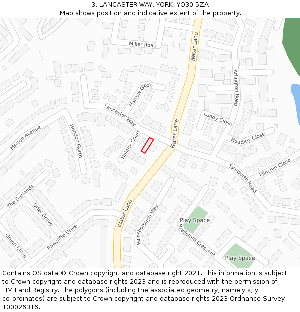 3, LANCASTER WAY, YORK, YO30 5ZA: Location map and indicative extent of plot