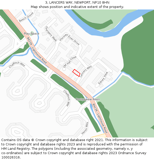 3, LANCERS WAY, NEWPORT, NP10 8HN: Location map and indicative extent of plot