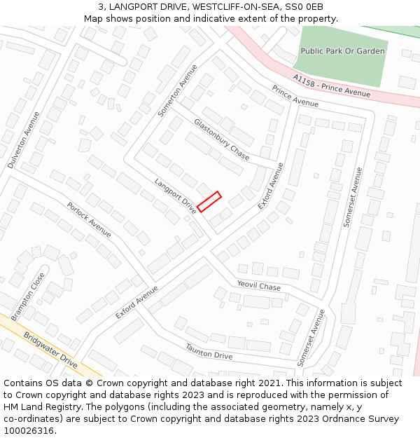 3, LANGPORT DRIVE, WESTCLIFF-ON-SEA, SS0 0EB: Location map and indicative extent of plot