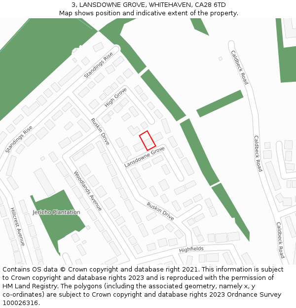 3, LANSDOWNE GROVE, WHITEHAVEN, CA28 6TD: Location map and indicative extent of plot