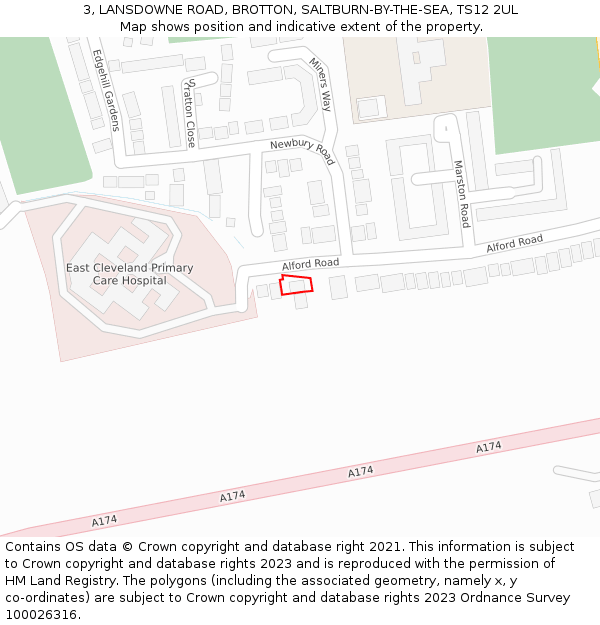 3, LANSDOWNE ROAD, BROTTON, SALTBURN-BY-THE-SEA, TS12 2UL: Location map and indicative extent of plot