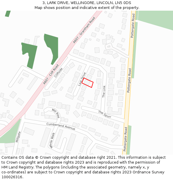 3, LARK DRIVE, WELLINGORE, LINCOLN, LN5 0DS: Location map and indicative extent of plot