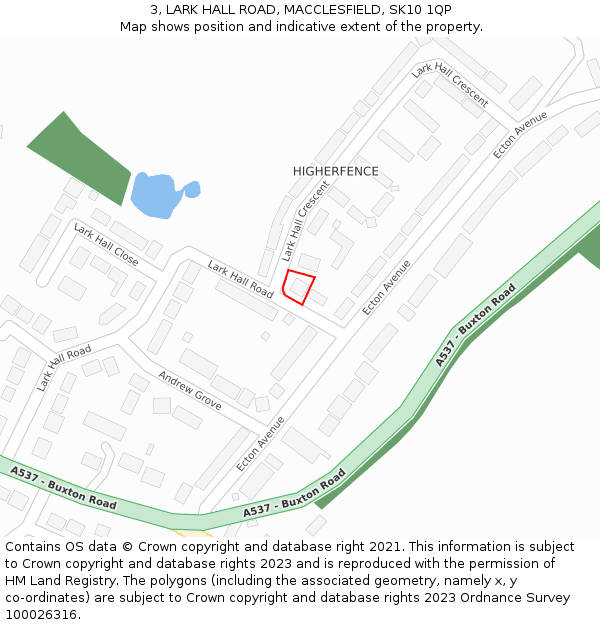 3, LARK HALL ROAD, MACCLESFIELD, SK10 1QP: Location map and indicative extent of plot