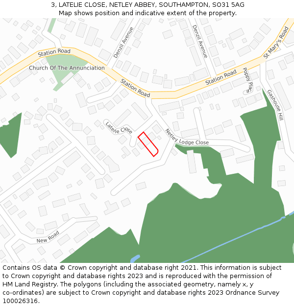 3, LATELIE CLOSE, NETLEY ABBEY, SOUTHAMPTON, SO31 5AG: Location map and indicative extent of plot