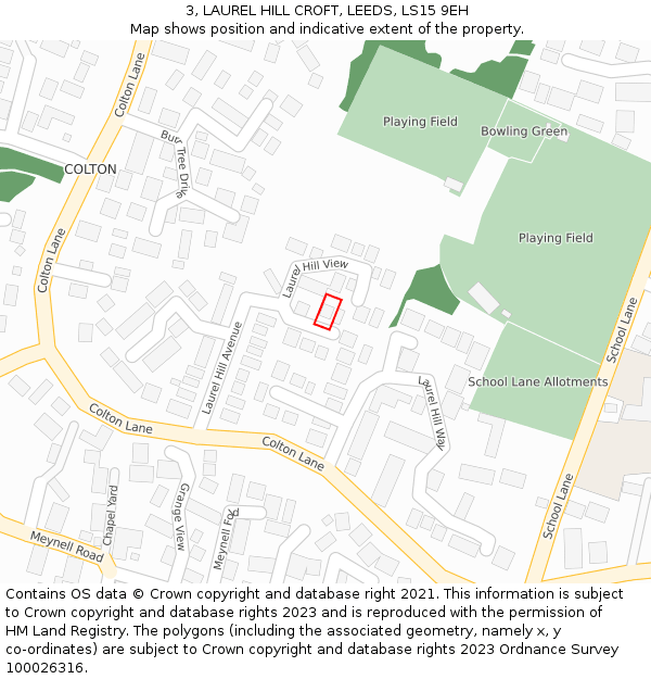 3, LAUREL HILL CROFT, LEEDS, LS15 9EH: Location map and indicative extent of plot