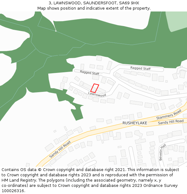 3, LAWNSWOOD, SAUNDERSFOOT, SA69 9HX: Location map and indicative extent of plot