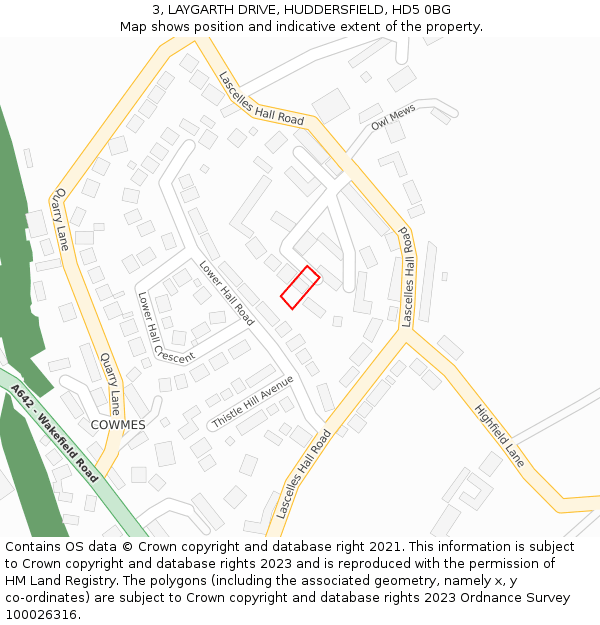 3, LAYGARTH DRIVE, HUDDERSFIELD, HD5 0BG: Location map and indicative extent of plot