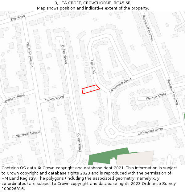 3, LEA CROFT, CROWTHORNE, RG45 6RJ: Location map and indicative extent of plot