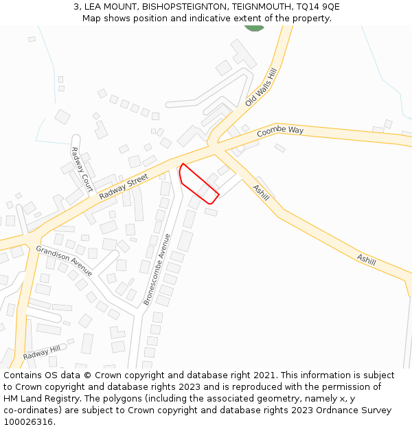 3, LEA MOUNT, BISHOPSTEIGNTON, TEIGNMOUTH, TQ14 9QE: Location map and indicative extent of plot