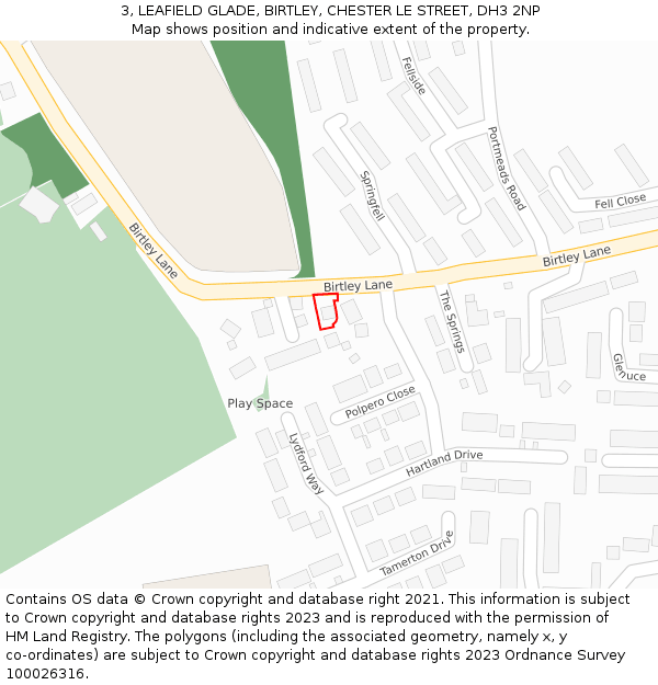 3, LEAFIELD GLADE, BIRTLEY, CHESTER LE STREET, DH3 2NP: Location map and indicative extent of plot