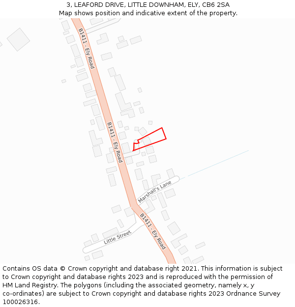 3, LEAFORD DRIVE, LITTLE DOWNHAM, ELY, CB6 2SA: Location map and indicative extent of plot