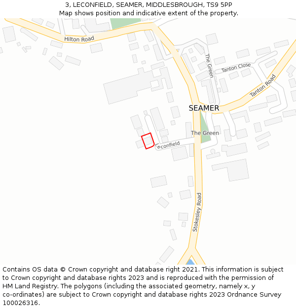 3, LECONFIELD, SEAMER, MIDDLESBROUGH, TS9 5PP: Location map and indicative extent of plot