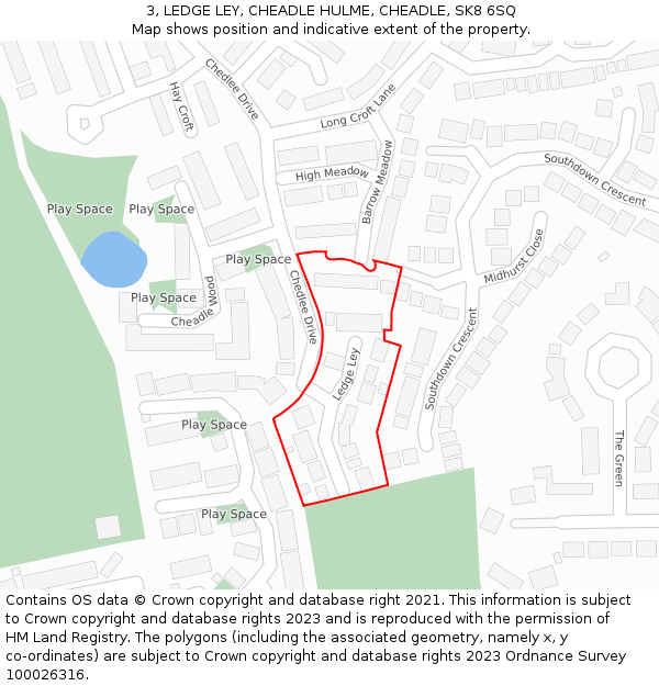 3, LEDGE LEY, CHEADLE HULME, CHEADLE, SK8 6SQ: Location map and indicative extent of plot