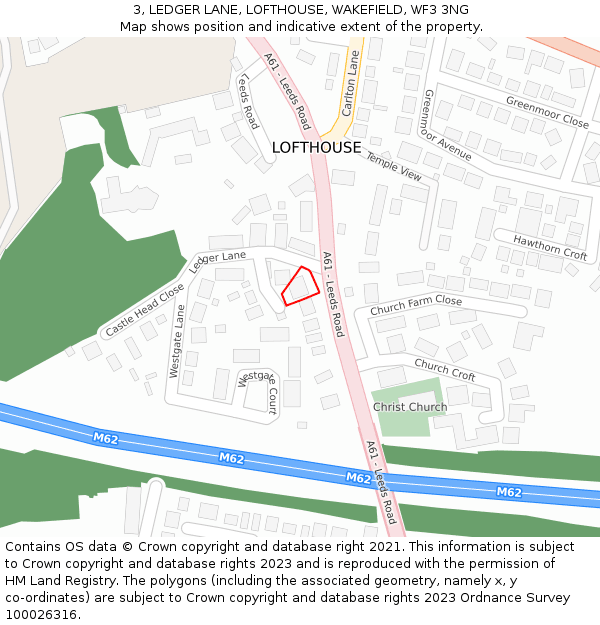 3, LEDGER LANE, LOFTHOUSE, WAKEFIELD, WF3 3NG: Location map and indicative extent of plot