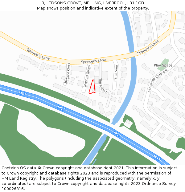 3, LEDSONS GROVE, MELLING, LIVERPOOL, L31 1GB: Location map and indicative extent of plot