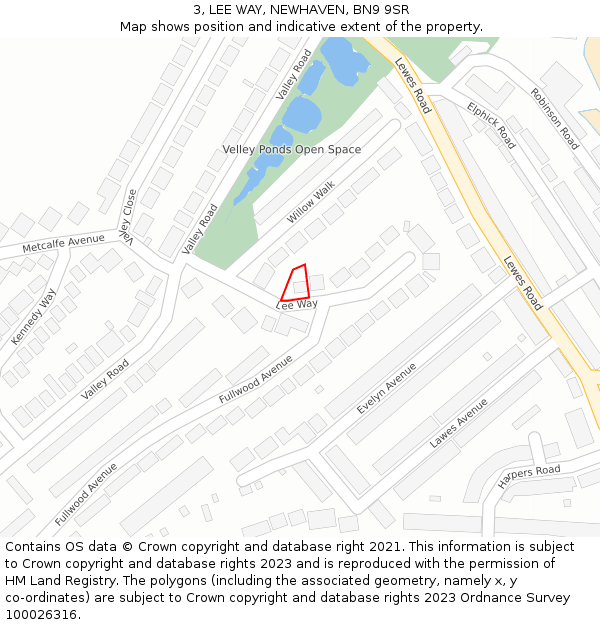 3, LEE WAY, NEWHAVEN, BN9 9SR: Location map and indicative extent of plot