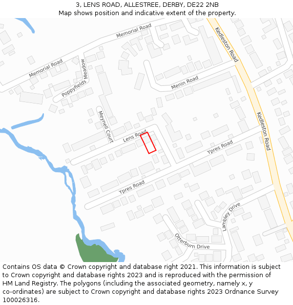 3, LENS ROAD, ALLESTREE, DERBY, DE22 2NB: Location map and indicative extent of plot