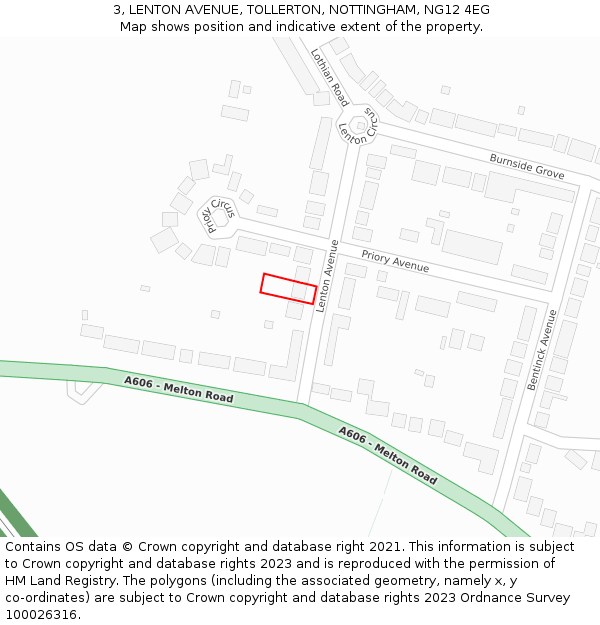 3, LENTON AVENUE, TOLLERTON, NOTTINGHAM, NG12 4EG: Location map and indicative extent of plot