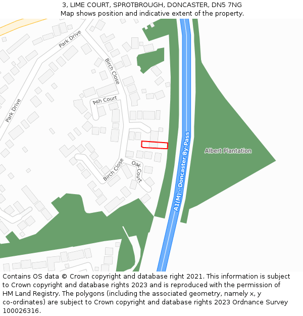 3, LIME COURT, SPROTBROUGH, DONCASTER, DN5 7NG: Location map and indicative extent of plot