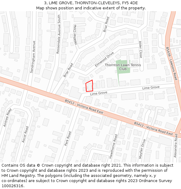 3, LIME GROVE, THORNTON-CLEVELEYS, FY5 4DE: Location map and indicative extent of plot