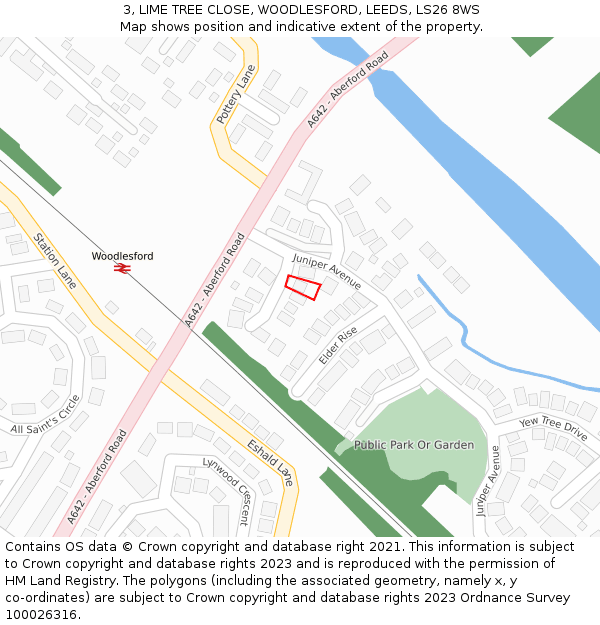 3, LIME TREE CLOSE, WOODLESFORD, LEEDS, LS26 8WS: Location map and indicative extent of plot