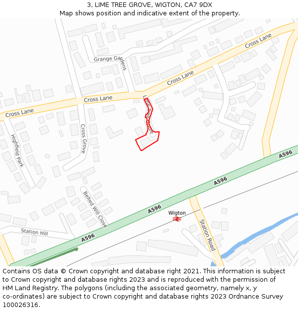 3, LIME TREE GROVE, WIGTON, CA7 9DX: Location map and indicative extent of plot